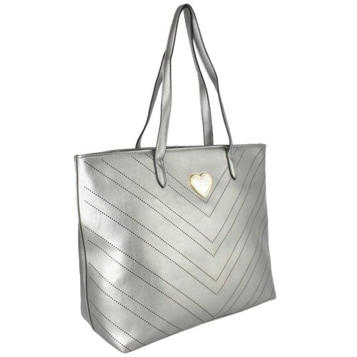 Bolso Tote Plata con Detalle de Líneas Carito Love