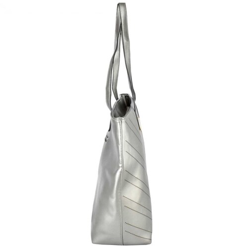 Bolso Tote Plata con Detalle de Líneas Carito Love