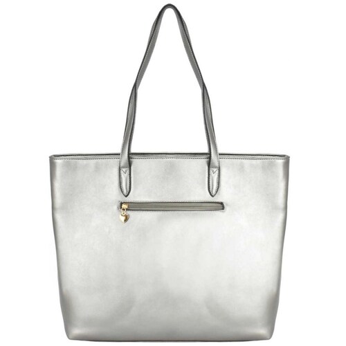 Bolso Tote Plata con Detalle de Líneas Carito Love