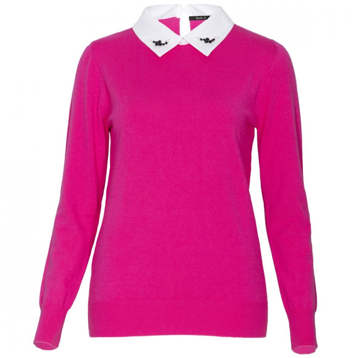 Suéter Cerrado Cuello Camisero con Aplicación Studio si