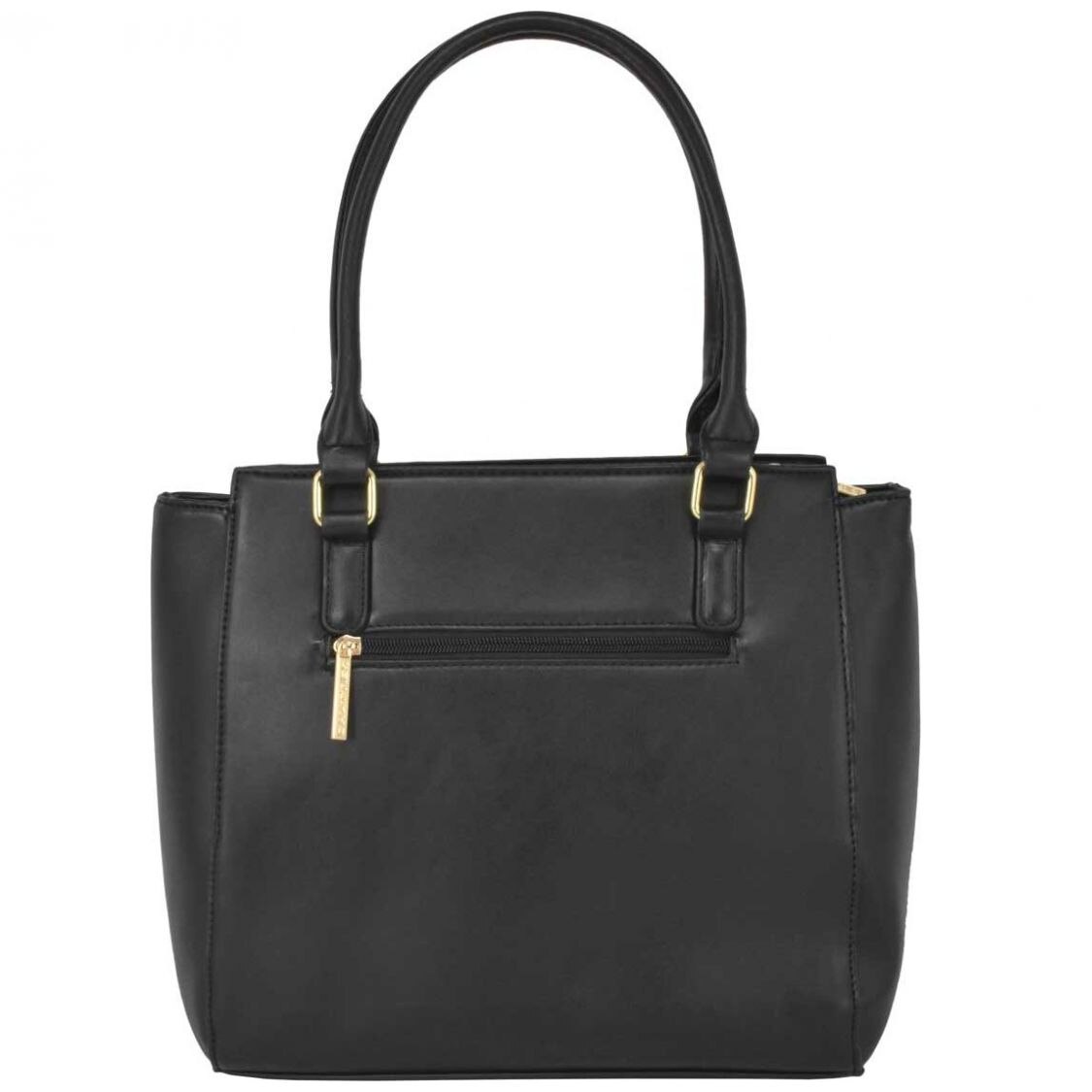 Bolso Satchel Negro con Correas Frontales Chatties