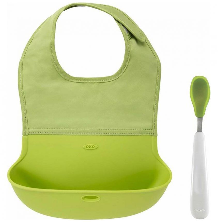 Babero de Silicon y Cuchara Oxo Tot