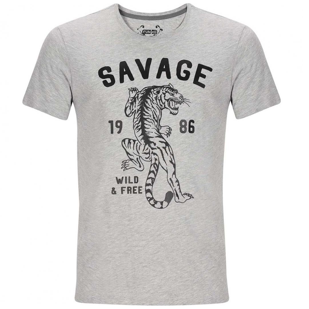 Playera Slim Fit Gris Claro para Caballero Fukka Modelo B11A177