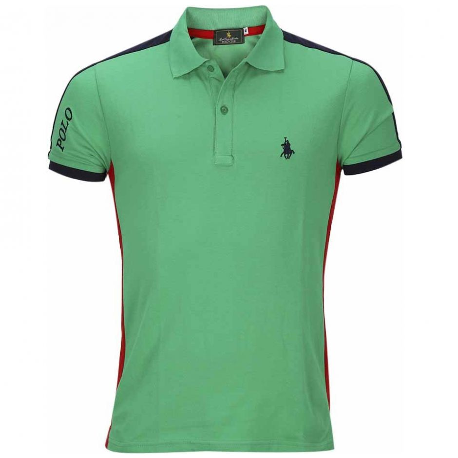 Playera Polo Slim Fit Verde Combinado para Caballero Polo Club Modelo 8411