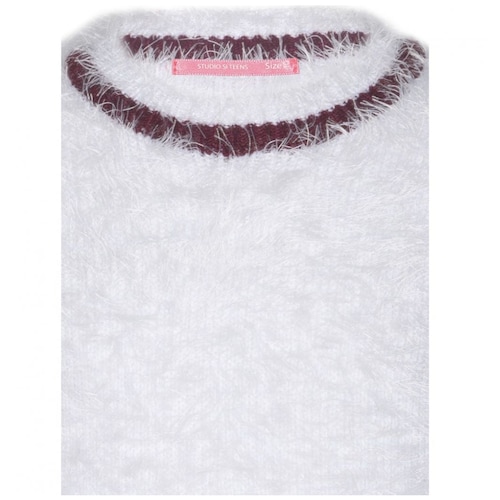 Suéter de Pelos Blanco Combinado para Niña Studio si Modelo Y0376A