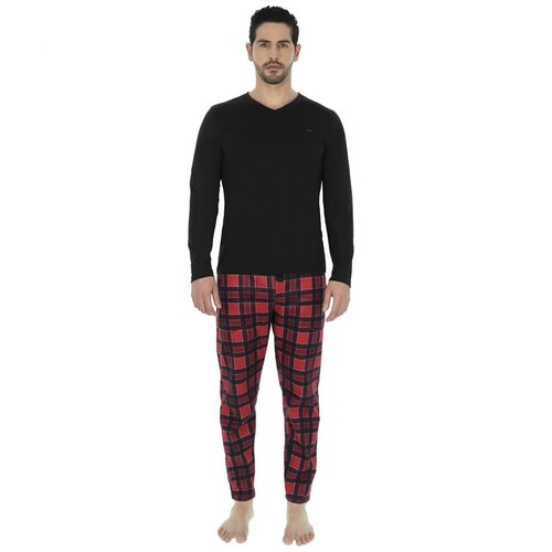 Pijama Playera Negra con Pantalón para Caballero Skiny Modelo 73315