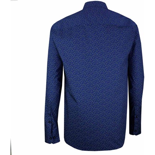Camisa Manga Larga Estampada Azul Marino para Caballero Modelo Vr2450 Polo Club