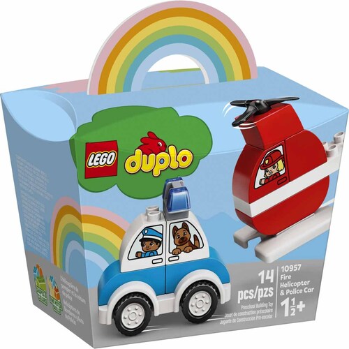 Helicóptero de Bomberos Y Auto de Policía Lego Duplo