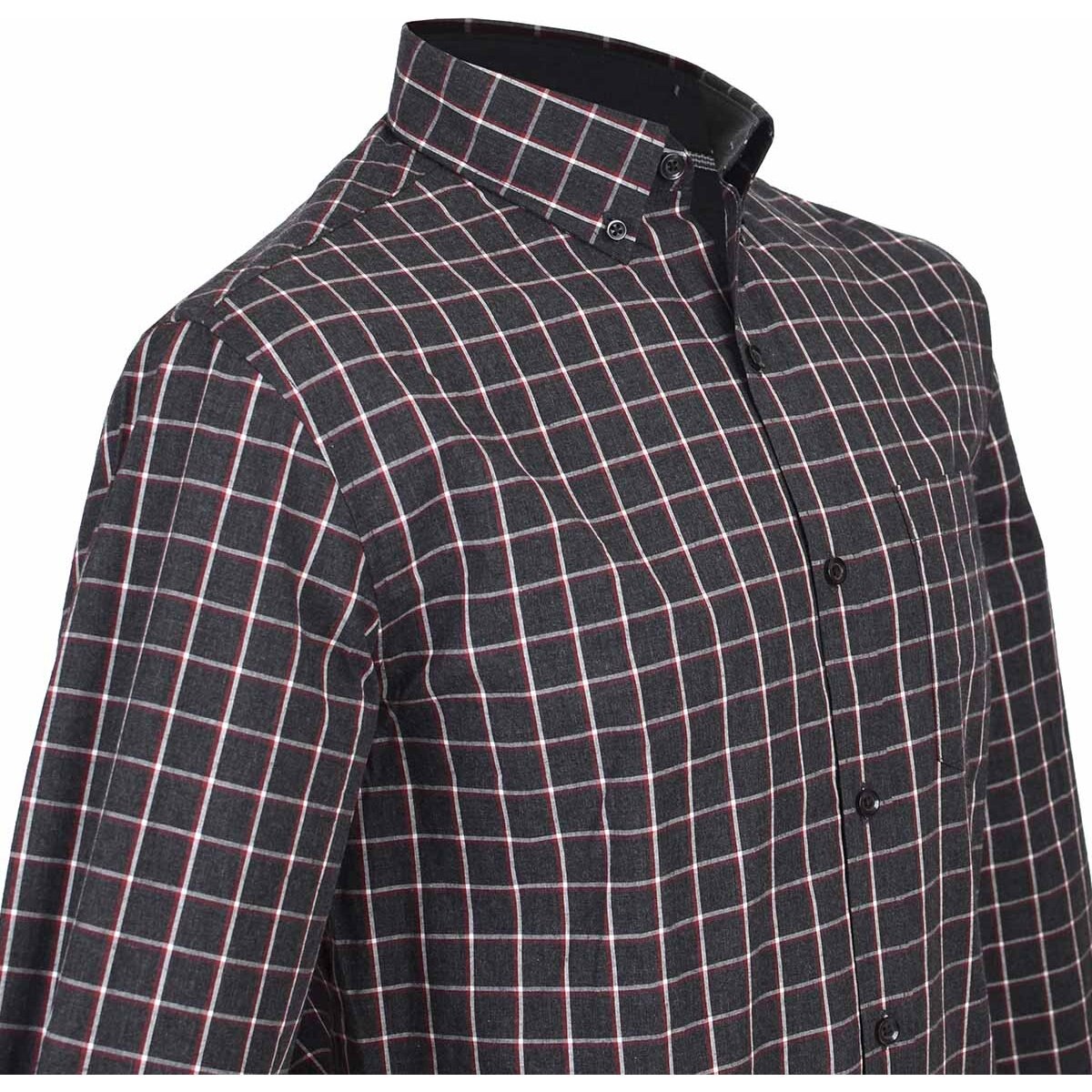 Camisa para Caballero Manga Larga Roja a Cuadros Haggar Modelo Hmw8F1013