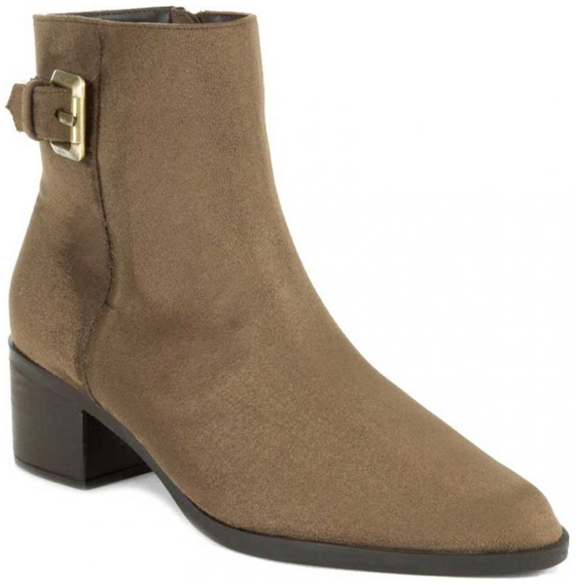 Botín Café Suede con Hebilla Cloe