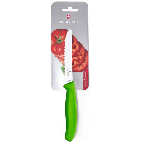Cuchillo Verde para Tomate Swiss Class Dentado de 11 Cm Blister Victorinox