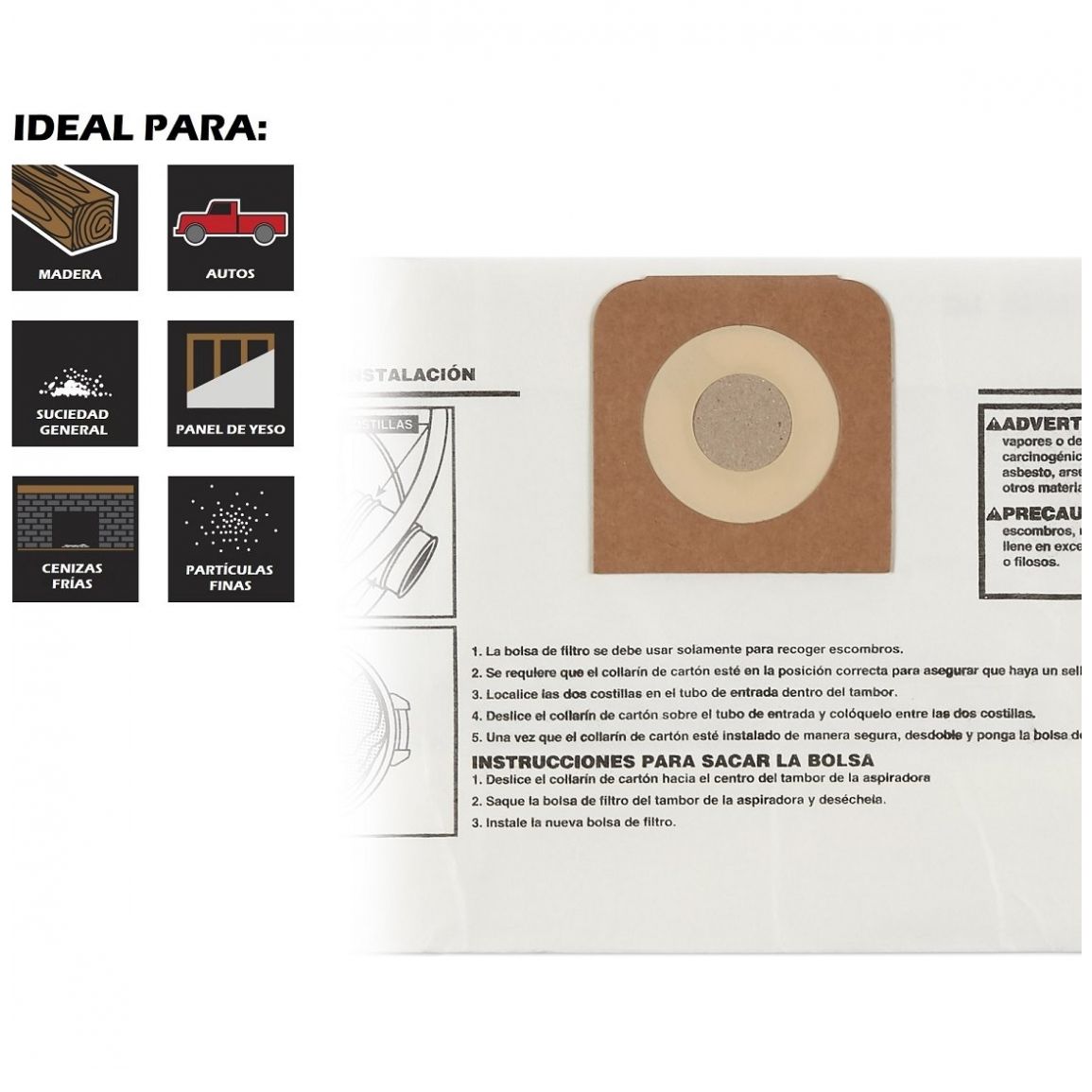 Bolsas para Polvo para Aspiradoras Craftsman de 12 Galones Mod. Cmxzvbe38735