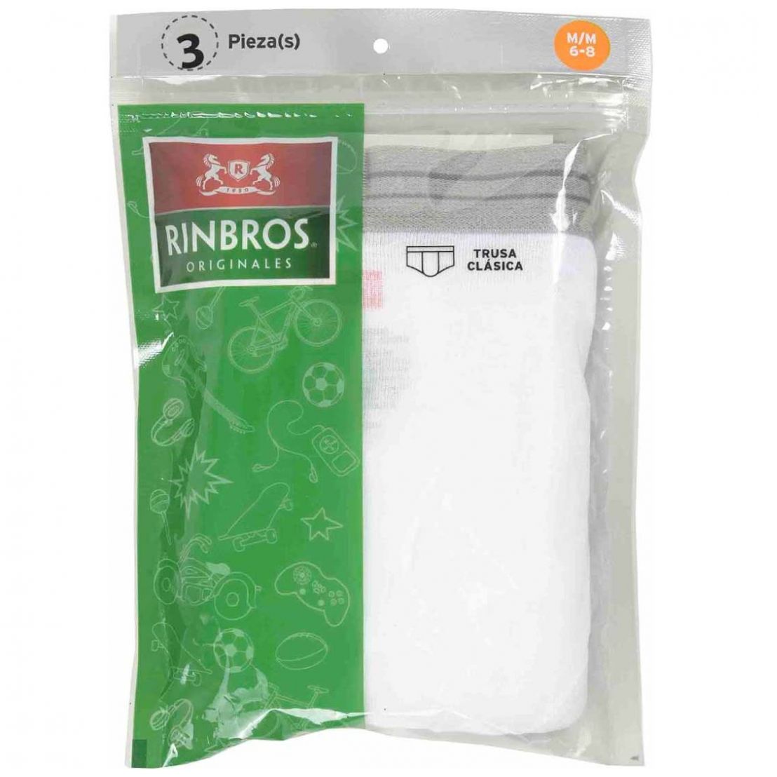 Paquete de 3 Trusas Clásicas Blancas para Niño Rinbros Modelo 3249C01
