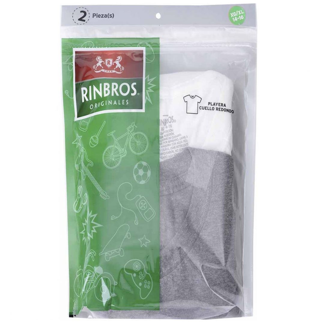 Paquete de 2 Playeras Cuello Redondo para Niño Rinbros Modelo 3428C07