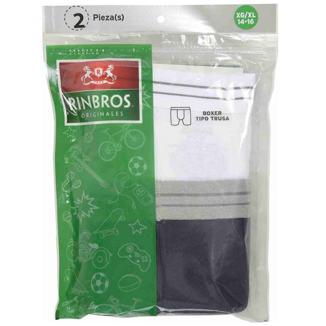 Paquete de 2 Bóxer Brief para Niño Rinbros Modelo 2402C03
