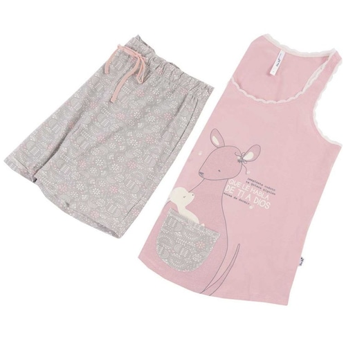 Pijama Top Estampado con Canguro Y Short Sho Shi
