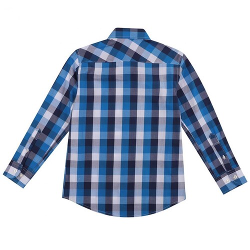 Camisa Azul Combinado Manga Larga para Niño Royal Polo Club Modelo Pn156