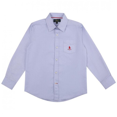 Camisa Azul Combinado Manga Larga para Niño Royal Polo Club Modelo Pn158