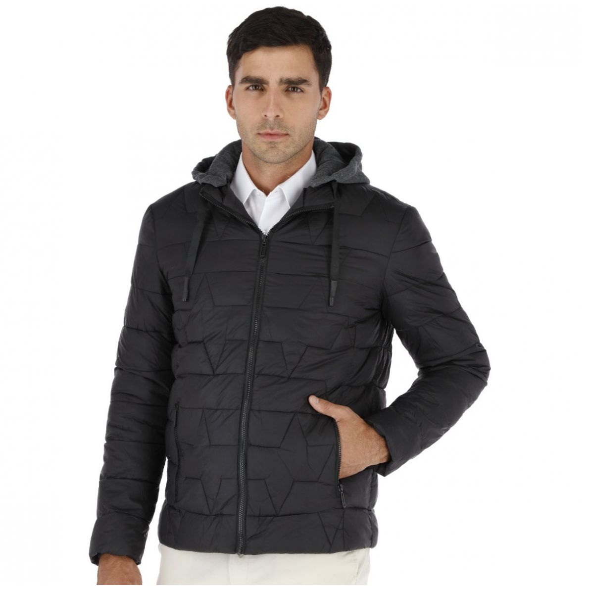 Chamarra Acolchada con Capucha para Caballero Generra Modelo Cm928434
