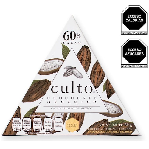 Chocolate Org&aacute;nico 60 Cacao Culto 80 Grs