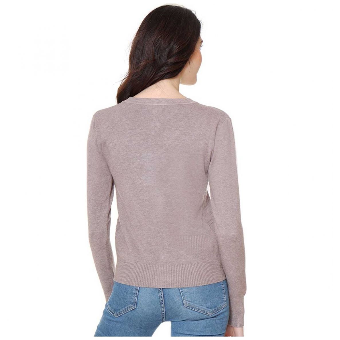 Suéter Cuello V con Botones Calado Cafeina