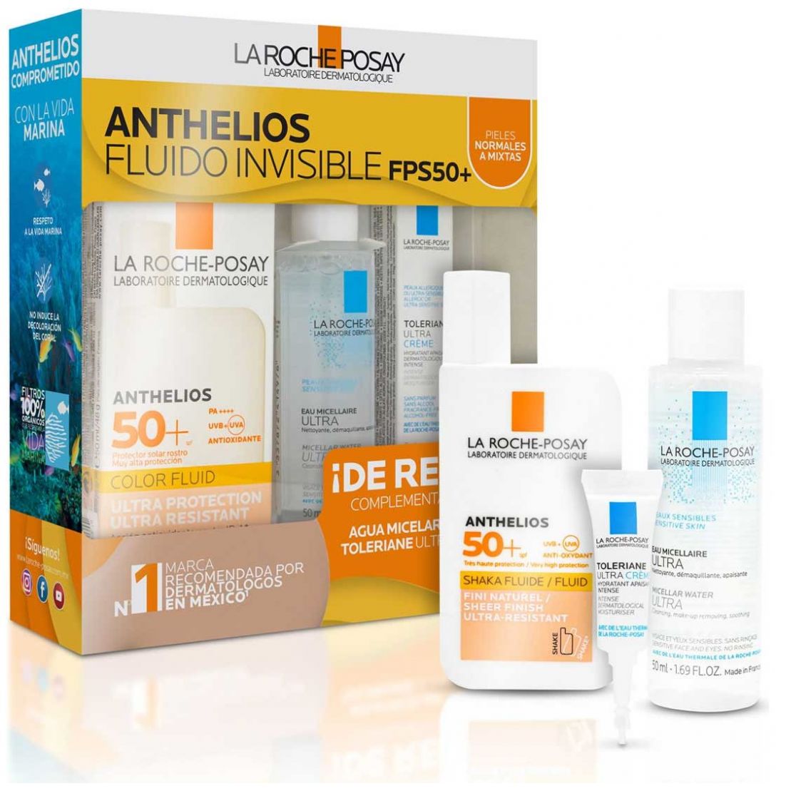 Pack protector solar rostro anthelios fluido invisible con color fps 50 ...