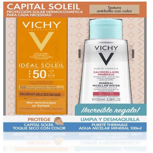 Kit Vichy Protecci&oacute;n Solar Facial Capital Soleil Toque Seco con Color Fps50