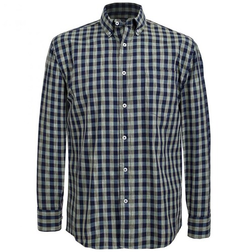 Camisa Verde a Cuadros Manga Larga para Caballero Cavalatti Modelo 3712V