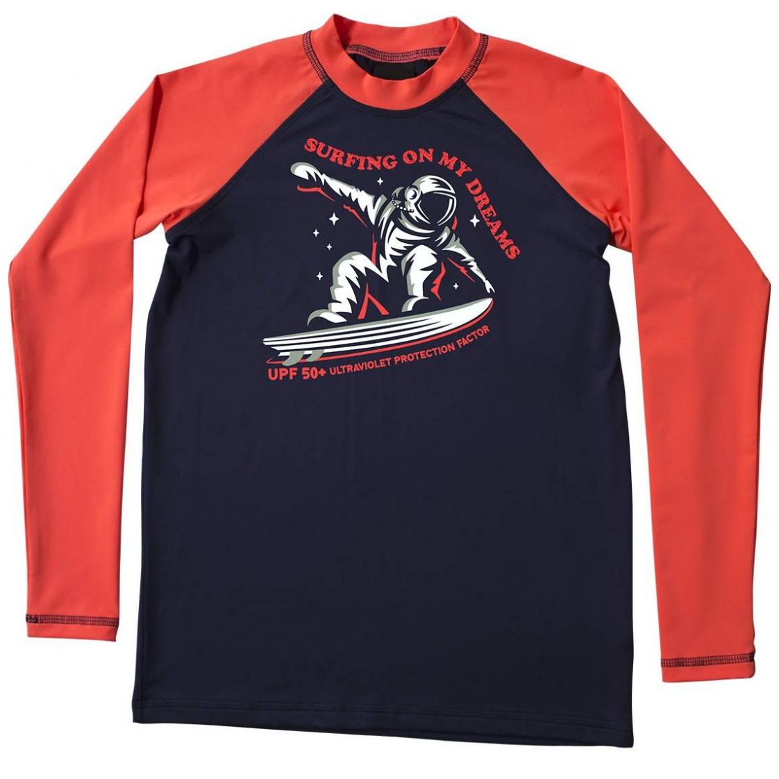 Playera Surf Manga Larga Azul Combinado para Niño Skysoul Modelo 23676M