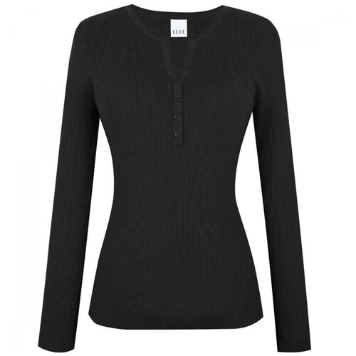 Suéter Cuello Redondo Diseño Liso Negro Elle