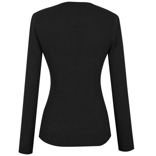 Suéter Cuello Redondo Diseño Liso Negro Elle