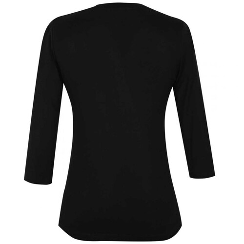 Playera Negra Manga Tres Cuartos Basel para Mujer