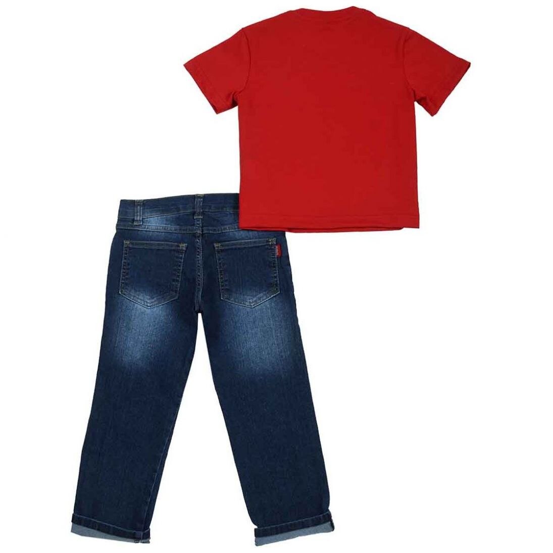 Conjunto Pantalón con Playera Rojo Combinado para Niño Snoopy Modelo N2914-8B