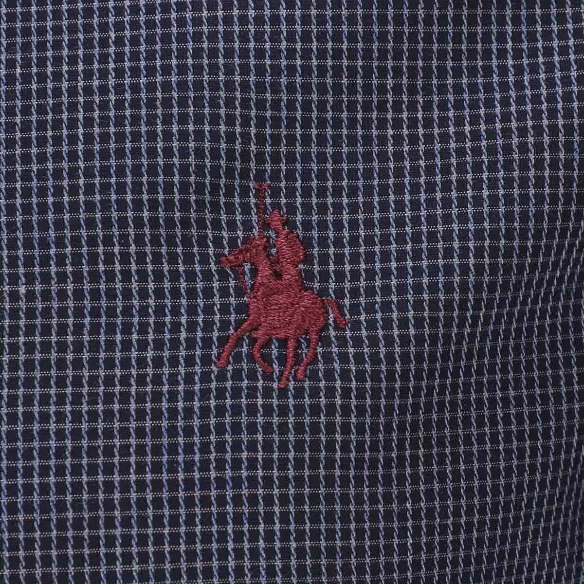Camisa Manga Larga Slim Fit a Cuadros Marino para Caballero Polo Club Modelo Pu352