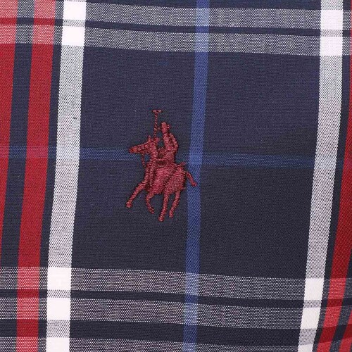 Camisa Manga Larga Slim Fit a Cuadros Marino para Caballero Polo Club Modelo Vu383