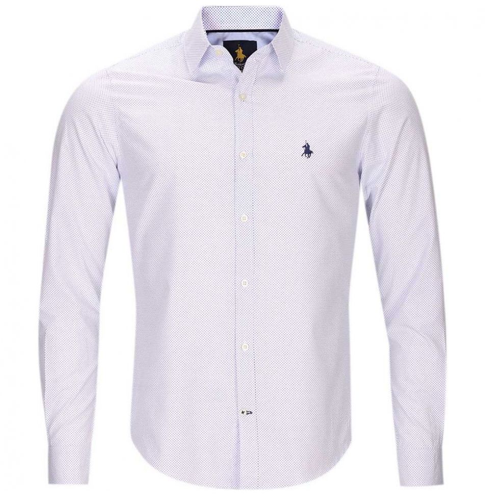 Camisa Manga Larga Slim Fit Blanco para Caballero Polo Club Modelo Pu359