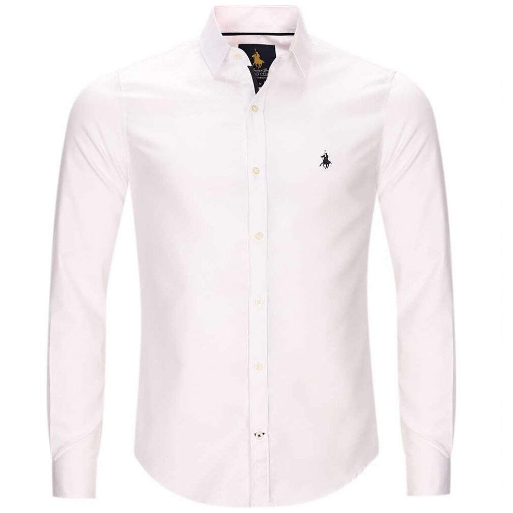 Camisa Manga Larga Slim Fit Lisa Oxf Blanco para Caballero Polo Club Modelo Pu360