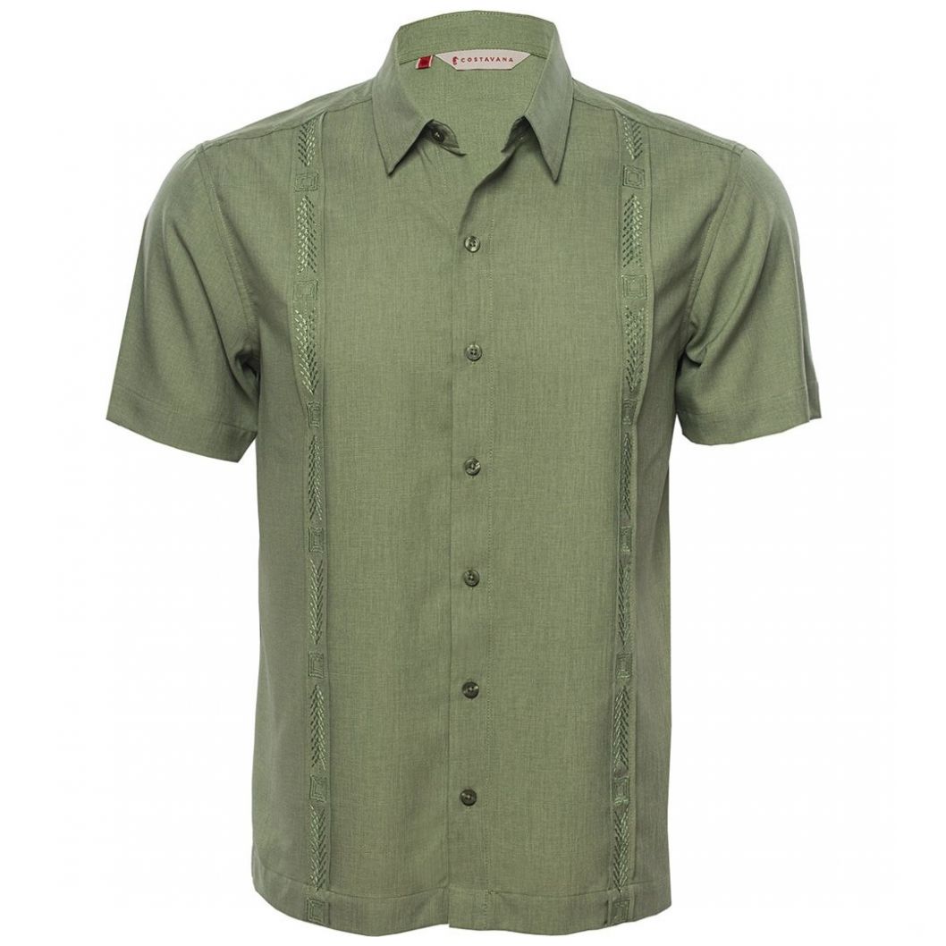 Guayabera Verde Obscuro Plus para Caballero Costavana