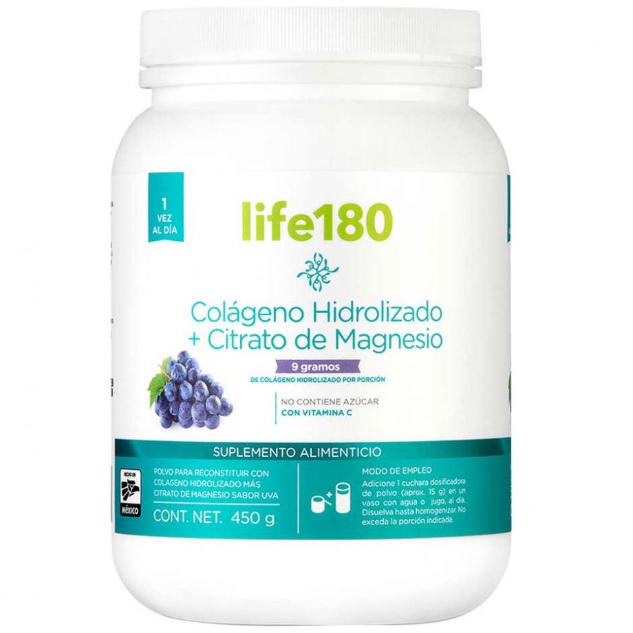 Colágeno Hidrolizado en Polvo Y Citrato de Magnesio Sabor Uva + Vitamina C