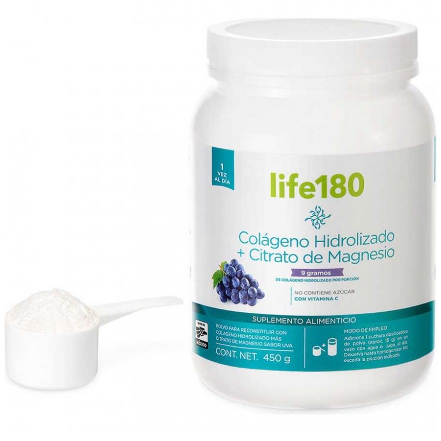 Colágeno Hidrolizado en Polvo Y Citrato de Magnesio Sabor Uva + Vitamina C