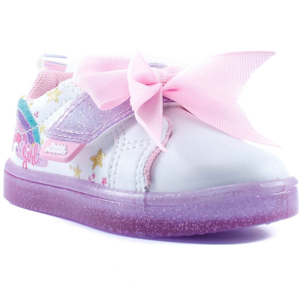 Tenis Casual con Moño Blanco Y Rosa para Niña Bubble Gummers Modelo Maddi