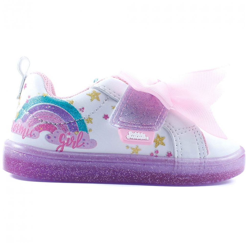 Tenis Casual con Moño Blanco Y Rosa para Niña Bubble Gummers Modelo Maddi