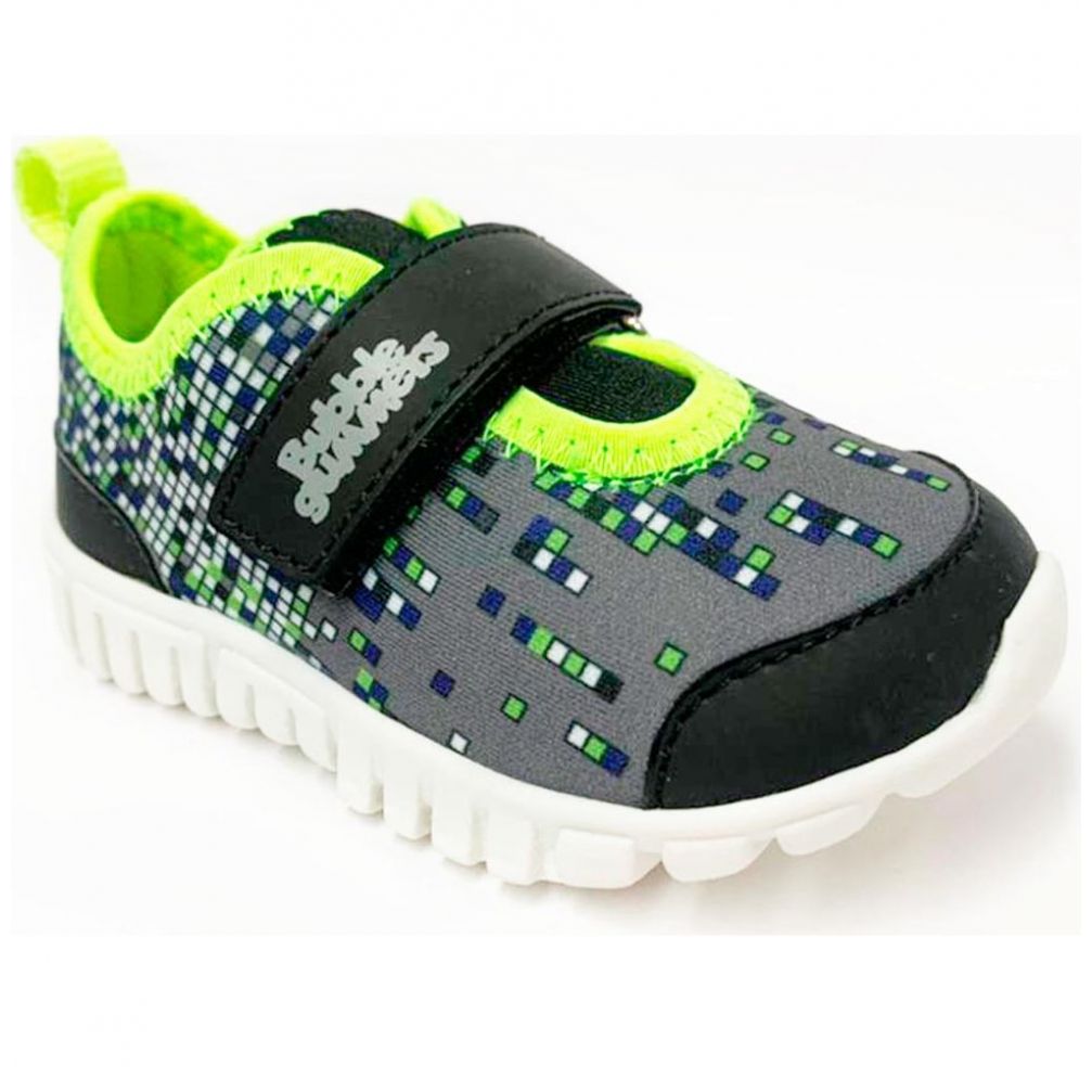 Tenis con Suela Dentada Negro Y Verde para Niño Bubble Gummers Modelo Matrix