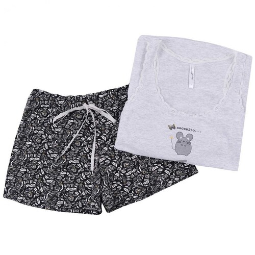 Pijama Top Ratón Y Mariposas Y Short Sho Shi