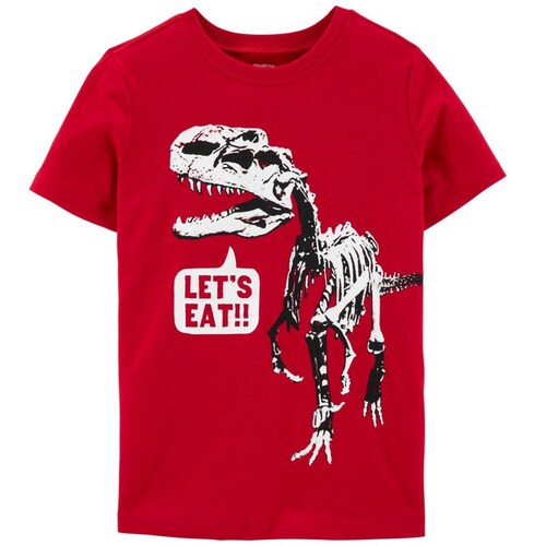 Playera Roja con Estampado de Esqueleto de Dinosaurio para Niño Carters Modelo 3H176520