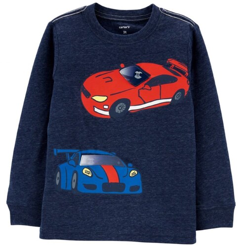 Playera Azul con Estampado de Carro para Bebé Carters Modelo 1H414810