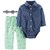 Set Mameluco Azul Y  Pantalón para Bebé Carters Modelo 1H312110