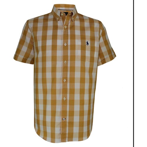 Camisa para Caballero Manga Corta a Cuadros Amarillo Modelo Vr24191 Polo Club