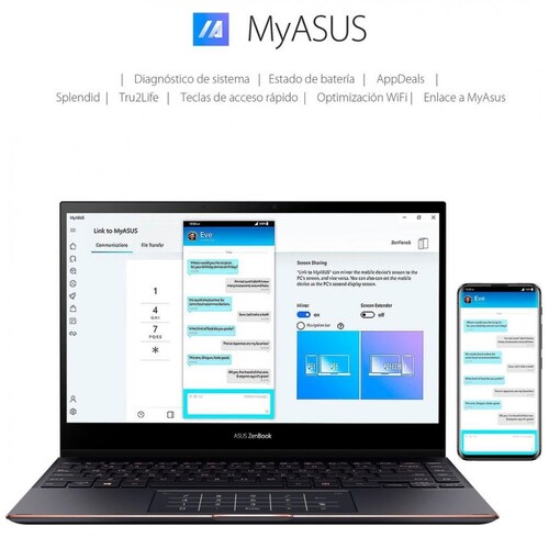 Laptop Zenbook 13.3" Asus Ux371Ea-Hl018T Ci7 11Th 16Gb 512Gb Negra + Funda