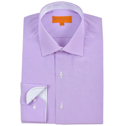 Camisa de Vestir Slim Fit Lila para Hombre Carlo Corinto Modelo Elo Secf1119 Ses